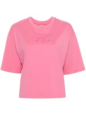 Kokvilnas t-krekls Diesel rozā
