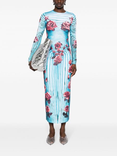Květinové pouzdrová sukně s potiskem Jean Paul Gaultier