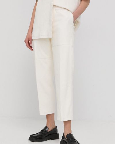 Jednobarevné kožené kalhoty s vysokým pasem Birgitte Herskind bílé