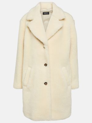 Bavlněný vlněný kabát A.p.c. bílý