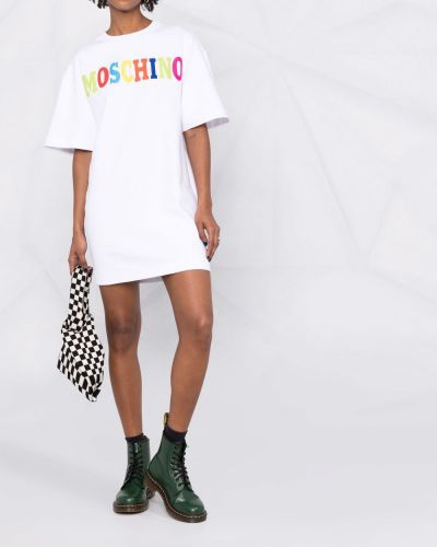 Kleid mit print Moschino weiß