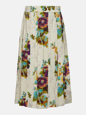 Атласная юбка миди в цветочек с принтом Tory Burch