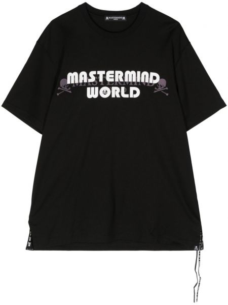 Bombažna majica s potiskom Mastermind World črna