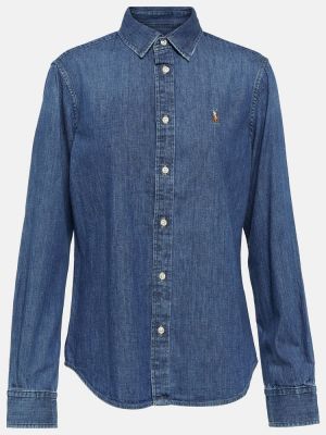 Дънкова риза бродирана Polo Ralph Lauren синьо