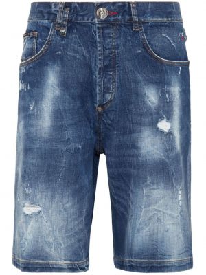 Bavlněné džínové šortky Philipp Plein modré