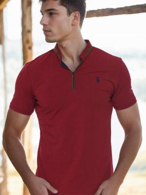 Polo krekls ar rāvējslēdzēju Dewberry bordo