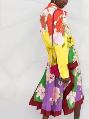 Sukienka midi w kwiatki z nadrukiem plisowana Valentino czerwona