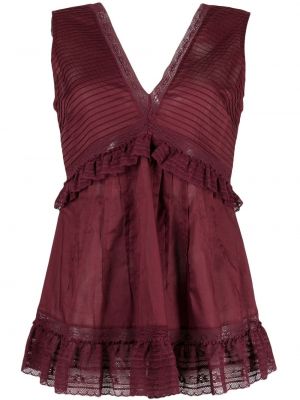Ärmelloser bluse mit v-ausschnitt mit rüschen See By Chloé rot