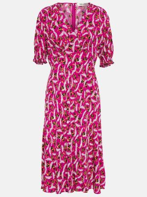 Миди рокля на цветя Diane Von Furstenberg розово