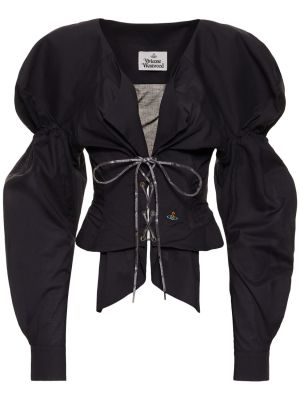 Čipkovaná bavlnená šnurovacia košeľa Vivienne Westwood čierna