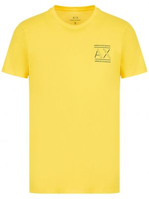 Памучна тениска с принт Armani Exchange жълто