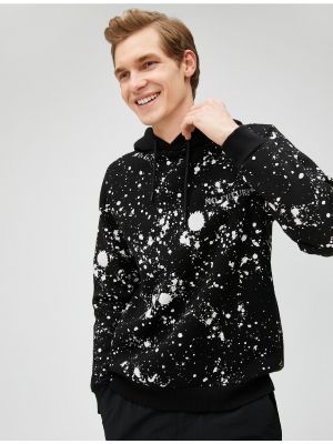 Dugi sweatshirt s vezom s printom s apstraktnim uzorkom Koton crna