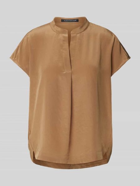Bluzka w jednolitym kolorze z dekoltem w serek Luisa Cerano khaki