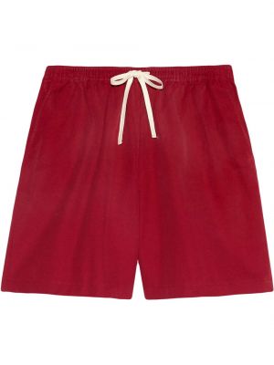 Pantalones cortos deportivos con bordado Gucci rojo