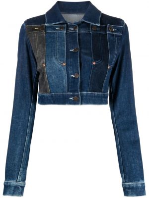 Bombažna denim jakna brez pet Moschino Jeans modra