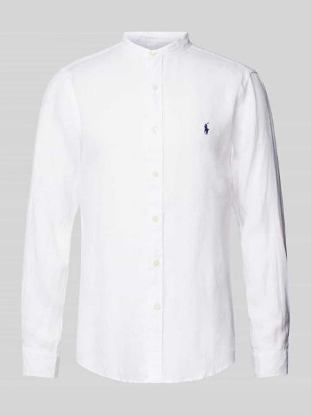 Koszula slim fit ze stójką sportowa Ralph Lauren biała