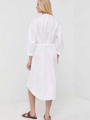 Pamučna midi haljina Max Mara Leisure bijela