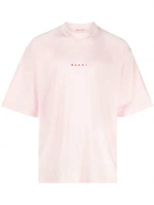Bombažna majica s potiskom Marni roza