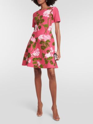 Žakárové květinové šaty Oscar De La Renta růžové