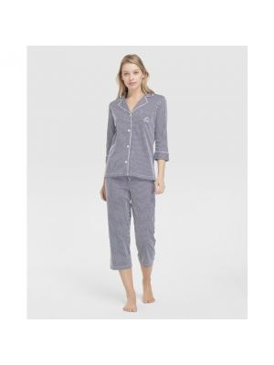Pijama de algodón con lunares de punto Lauren Ralph Lauren azul