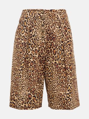 Pantaloni scurți din denim cu imagine cu model leopard Etro