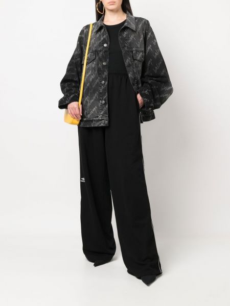 Jeansjacke mit print Balenciaga schwarz