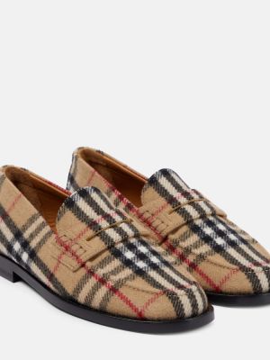 Loafers di lana a quadri Burberry marrone