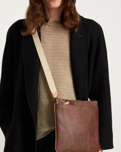 Bavlnená crossbody kabelka s paisley vzorom Etro čierna