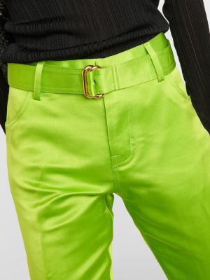 Jedwabne proste spodnie Tom Ford zielone