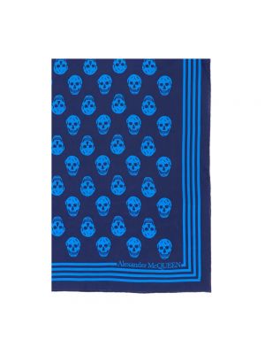 Bufanda de seda con estampado Alexander Mcqueen azul