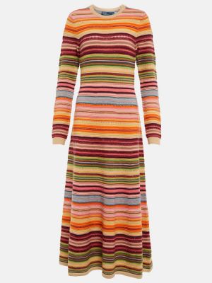 Pruhované bavlněné vlněné dlouhé šaty Polo Ralph Lauren