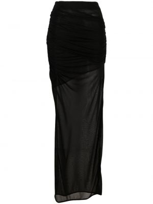 Viskózové dlouhá sukně s vysokým pasem z polyesteru Gauge81 - černá
