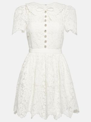 Μini φόρεμα με δαντέλα Self-portrait λευκό