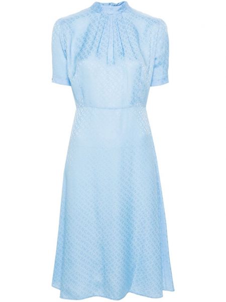 Žakárové hedvábné rovné šaty Givenchy modré