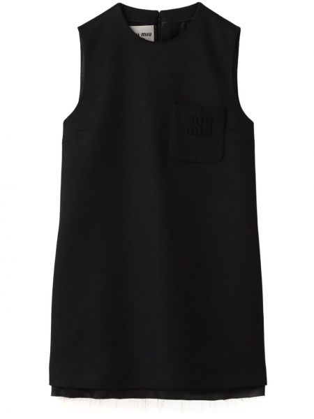 Μάλλινη αμάνικο φόρεμα Miu Miu μαύρο