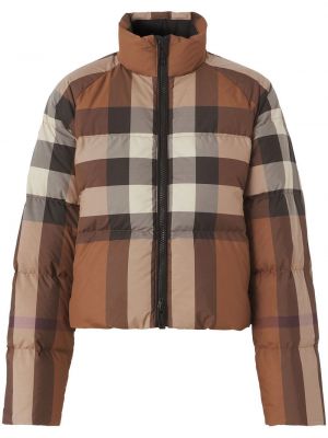 Sjekket lang jakke Burberry brun