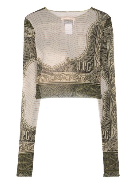 T-shirt à imprimé en tulle Jean Paul Gaultier beige