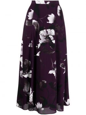 Midi krilo s cvetličnim vzorcem s potiskom iz krep tkanine Erdem vijolična