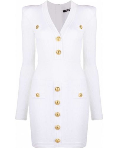 Mini vestido con botones Balmain blanco