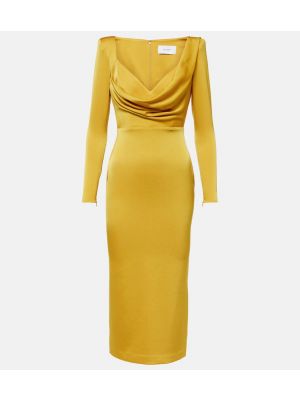 Satenska midi haljina s draperijom Alex Perry zlatna