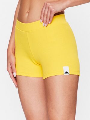 Прилепнали спортни шорти Adidas жълто