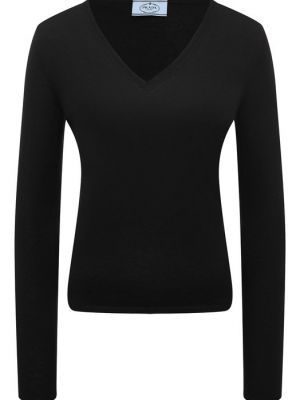 Шелковый пуловер Prada черный
