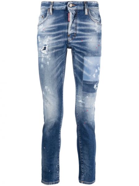 Jeans skinny di cotone Dsquared2 blu