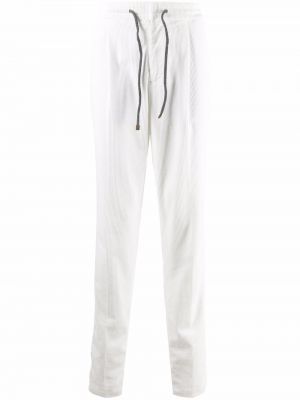 Pantalones rectos con cordones de pana Brunello Cucinelli blanco