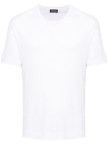 Priehľadné ľanové tričko Zegna biela