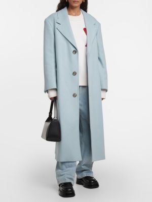 Μάλλινο παλτό Ami Paris μπλε