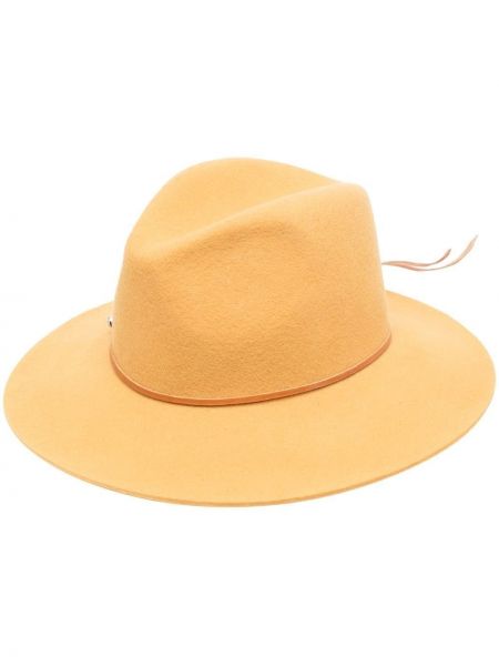 Кожена шапка с дантела Forte_forte жълто