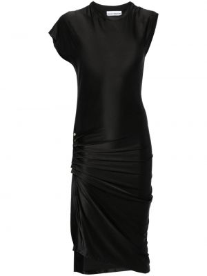 Satynowa sukienka midi Rabanne czarna