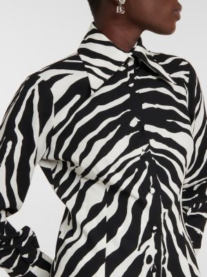 Hodvábna košeľa s potlačou so vzorom zebry Dolce&gabbana čierna