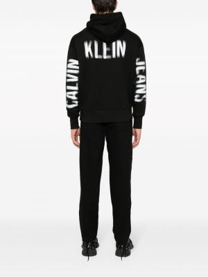 Raštuotas džemperis su gobtuvu Calvin Klein Jeans juoda